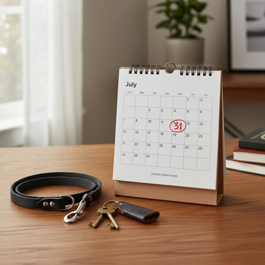 Calendar highlighting the July 31st deadline for dog registration