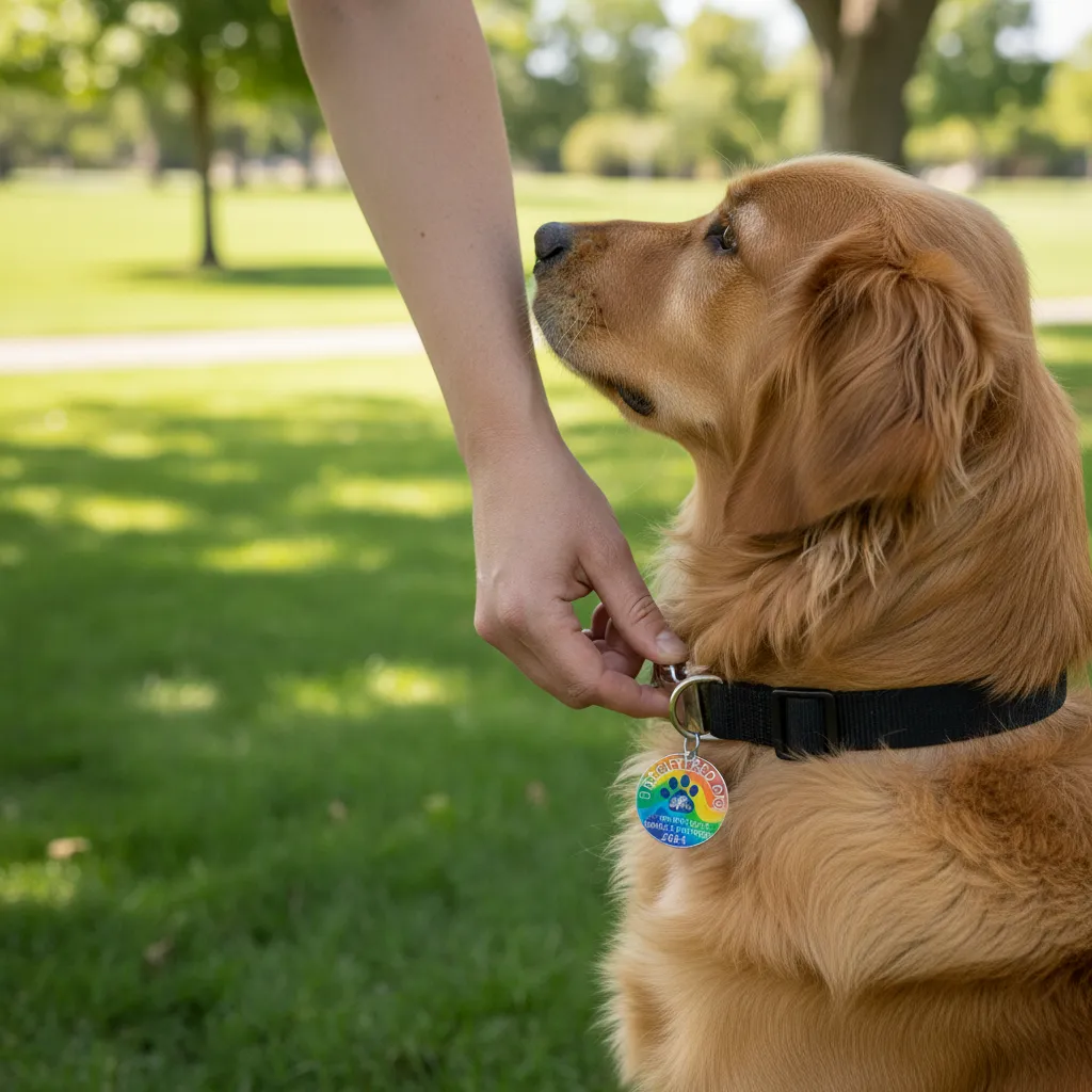 Attaching new dog registration tag