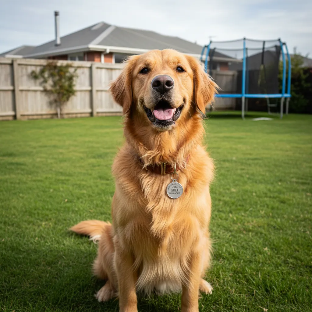 Dog wearing Hamilton City Council registration tag