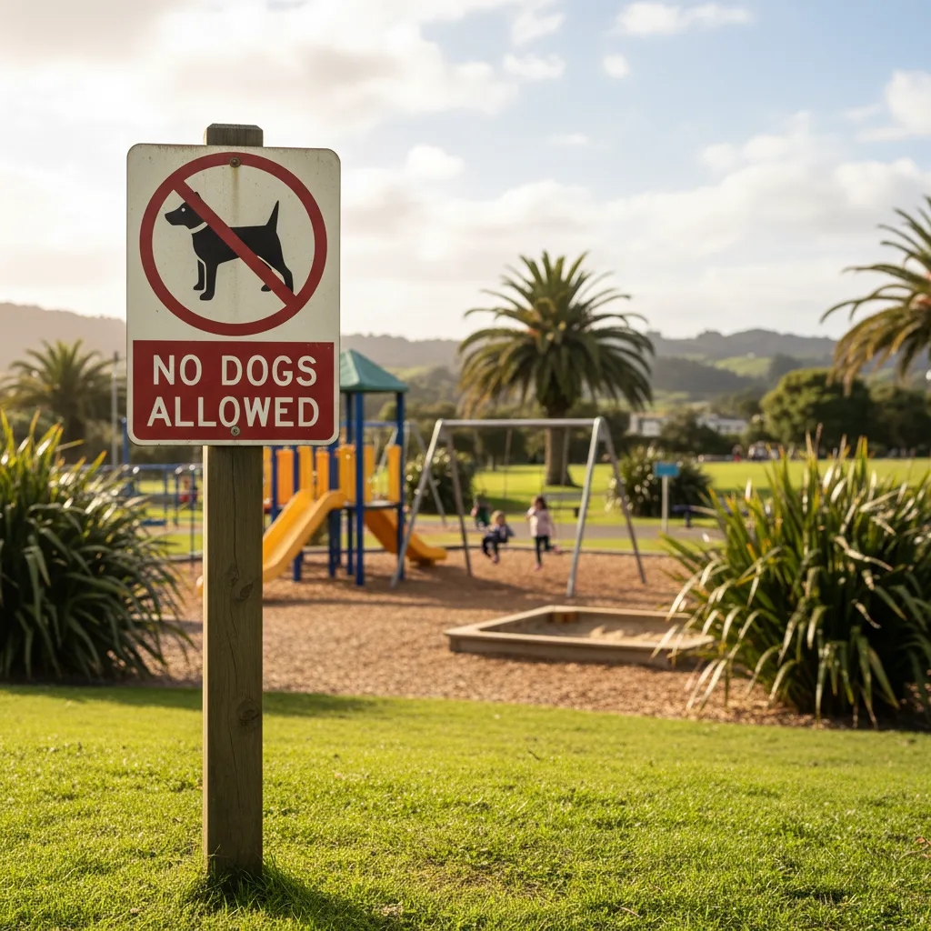 No dogs allowed sign at playground